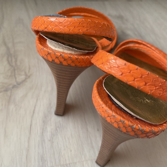 Coach Beatriz Printed Python Orange Heels - Picture 5 of 7